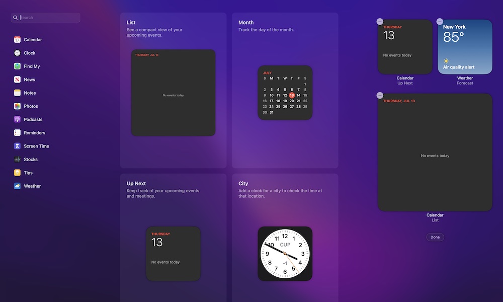 Customize Widgets Mac